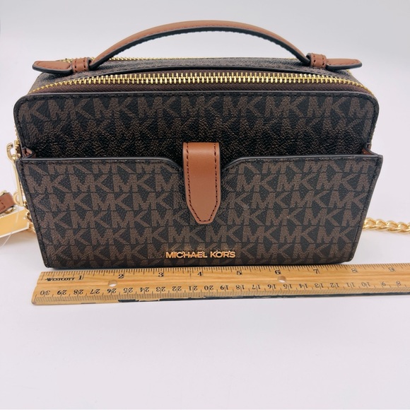 Michael Kors Signature Mid Size Double Zip Top Handle & Crossbody Chain Bag NWT - Picture 15 of 15